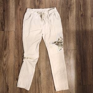 Women's Rare Grey Violet Italy Embroidered Pull-on Sweatpants